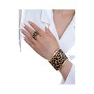 Conjunto De Pulseiras De Metal Com Estampa De Leopardo, Joias Elegantes E De Luxo Leve