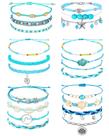 Conjunto de pulseiras Hicarer Surfer Wave à prova d'água para mulheres (21 unidades)