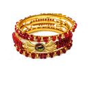 Conjunto de Pulseiras Indiana Dourada com Com Vermelho