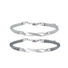 Conjunto de pulseiras para casais, prata 925, ajustável, 3g