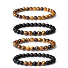 Conjunto de Pulseiras Sahoottie 4 Peças Olho de Tigre e Ágata 19 cm Conjunto de Pulseiras Sahoottie 4 Peças Olho de Tigre e Ágata 19 cm