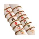 Conjunto De Pulseiras Temáticas De Natal Com 12 Peças: Designs De Papai Noel, Cabana E Floco De