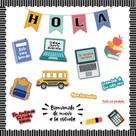 Conjunto de quadros de avisos Sayglossy Spanish Back to School 55 unidades