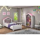 Conjunto De Quarto Princesa Com Cama E Estante Branco-rosa - Vitamov