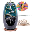 Conjunto de queimador de incenso Backflow SPACEKEEPER Ceramic Waterfall Blue