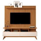 CONJUNTO DE RACK + PAINEL VIVA 100% RIPADO COR NATURE / OFF WHITE 160cm PARA TV ATÉ 58'' POLEGADAS COM 3 GAVETAS PÉS RETRÔ