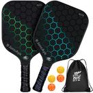 Conjunto de raquetes Pickleball JonCaye com 2 pás e bolas de fibra de vidro