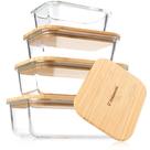 Conjunto de recipientes de armazenamento de vidro dokaworld com tampas de bambu x4