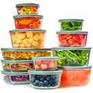 Conjunto de recipientes de vidro para armazenamento de alimentos, 24 unidades com tampas herméticas Conjunto de recipientes de vidro para armazenamento de alimentos, 24 unidades com tampas herméticas