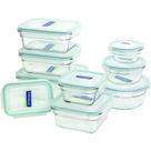 Conjunto de recipientes Glasslock de 18 peças, sortido, seguro para forno