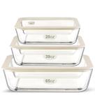 Conjunto de recipientes para alimentos: vidro verde urbano com tampa de silicone, pacote com 3