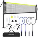 Conjunto de rede de badminton BAGAIL oficial de 6 m x 1,55 m, 4 raquetes e 3 ônibus Conjunto de rede de badminton BAGAIL oficial de 6 m x 1,55 m, 4 raquetes e 3 ônibus