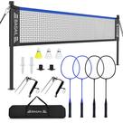 Conjunto de rede de badminton BAGAIL oficial de 6,1 x 1,5 m, 4 raquetes e 3 ônibus