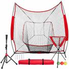 Conjunto de rede de beisebol 213 x 213 cm com tee, bolas e zona de strike Conjunto de rede de beisebol 213 x 213 cm com tee, bolas e zona de strike