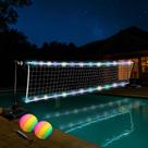 Conjunto de rede de vôlei para piscina JstFrU com luzes LED ajustável