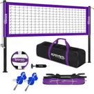 Conjunto de rede de voleibol portátil SPOYNAL Postes de aço de altura ajustável
