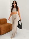 Conjunto de Regata Curta e Calça Perna Larga Cor:Marrom ClaroTamanho:G