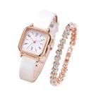 Conjunto De Relógio De Moda Feminino Com 2 Peças, Pulseira De Couro, Bracelete Com Strass, Relógio Conjunto De Relógio De Moda Feminino Com 2 Peças, Pulseira De Couro, Bracelete Com Strass, Relógio