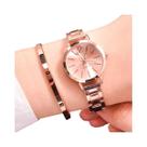 Conjunto De Relógio De Pulso Feminino Com Pulseira De Aço Dourado E Bracelete De Abertura Fashion -