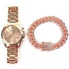 Conjunto de Relógio de Pulso Quartzo Feminino com Pulseira de Strass