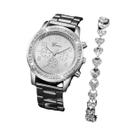 Conjunto De Relógio De Quartzo Com Strass Para Mulheres 2PCS Relógio Analógico Com Pulseira Presente Conjunto De Relógio De Quartzo Com Strass Para Mulheres 2PCS Relógio Analógico Com Pulseira Presente