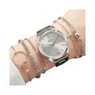 Conjunto De Relógio Feminino De Quartzo Com Pulseira De Liga De Prata 6PCS, Relógios De Pulso