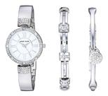 Conjunto de relógios Anne Klein feminino premium com detalhes em cristal