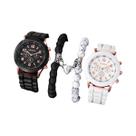 Conjunto De Relógios De Moda Para Casais Com Pulseira De Silicone, Analógico, Quartzo, Braceletes
