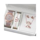 Conjunto De Relógios De Pulso Femininos De Moda Com 6 Peças, Mostrador Fosco, Pulseira De Couro E