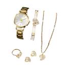 Conjunto De Relógios De Pulso Femininos De Moda Com Pulseira De Aço Inoxidável E Design De Coração,