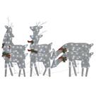 Conjunto de renas de Natal vidaXL pré-iluminado com 90 LEDs prateados
