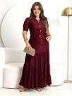 Conjunto de Renda Longo Feminino com Caimento Impecável Cor:MarsalaTamanho:G