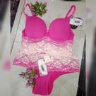 Conjunto de renda pink com branco