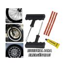Conjunto de Reparo Pneu Sem Camara Kit Completo Com Cola Para Remendo Pneus Moto Bicicleta Carro