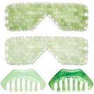 Conjunto de resfriamento facial Máscara de olhos Hercicy Jade com pente de cabelo x4