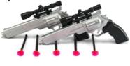 Conjunto de revolver grande lança dardos cromado arma brinquedo