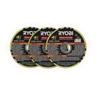 Conjunto de rodas de corte RYOBI 4-1/2 para metal, pacote com 3 rebarbadoras 4-1/2 Conjunto de rodas de corte RYOBI 4-1/2 para metal, pacote com 3 rebarbadoras 4-1/2
