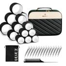Conjunto de rolos de cabelo OEIEZ tiras autocolantes Self Grip 18 peças com estojo de maquiagem