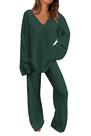 Conjunto de Ropa Cómoda PRETTYGARDEN Verde Oscuro Cuello en V XXL Conjunto de Ropa Cómoda PRETTYGARDEN Verde Oscuro Cuello en V XXL