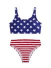 Conjunto de roupa de banho RoseSeek Girl's Striped Bowknot 9Y azul/vermelho