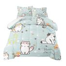Conjunto de roupa de cama Cat Cartoon Edredom Twin Size para meninas e crianças