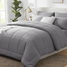 Conjunto de roupa de cama CozyLux Grey Comforter Queen 7 peças cinza