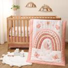 Conjunto de Roupa de Cama de Berço The Peanutshell Boho Rainbow 3 Peças - Para Meninas