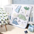 Conjunto de roupa de cama de berço The Peanutshell para meninos com 5 peças Blue Dino