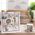 Conjunto de roupa de cama de berço The Peanutshell Safari, 4 peças de algodão orgânico