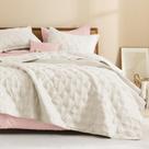 Conjunto de roupa de cama de edredão Litanika California King Ivory 3 peças