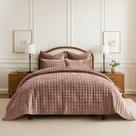 Conjunto de roupa de cama de edredão RECYCO Luxury Velvet Queen com 2 camadas de argila