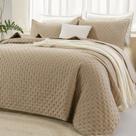 Conjunto de roupa de cama Edrecy Beige King Size 3 peças