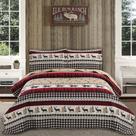 Conjunto de roupa de cama Edredão Jessy Home Rustic King Size preto e branco