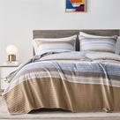 Conjunto de roupa de cama Edredão KAKIJUMN Full/Queen White Cinza Khaki Listrado